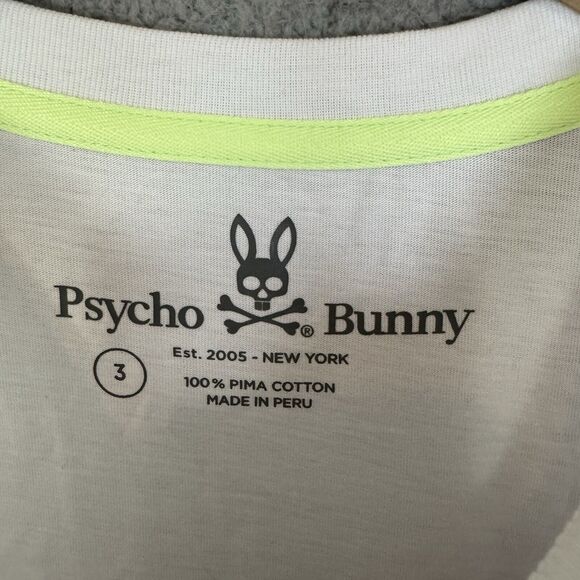 Psycho Bunny T-Shirt Black Mens 3 XS White Print Logo Short Sleeve - Picture 3 of 6